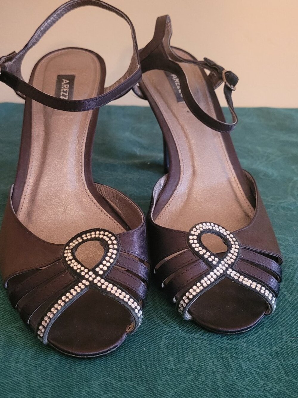 Black Leather  evening sandals - Size 8